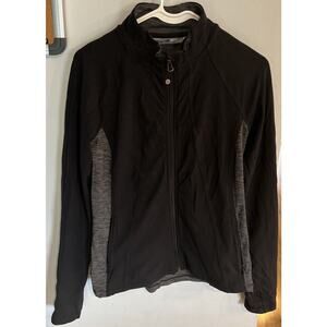 Athleta CYA Hope Zip Up Jacket In Black With Gray Accents Size Medium Gym,yoga